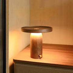 Walnut Cylinder Solid Wood Table Lamp