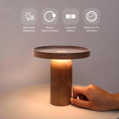 Walnut Cylinder Solid Wood Table Lamp