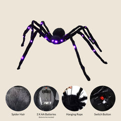 Giant 4ft Light-Up Halloween Spider Decoration