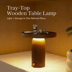 Walnut Cylinder Solid Wood Table Lamp