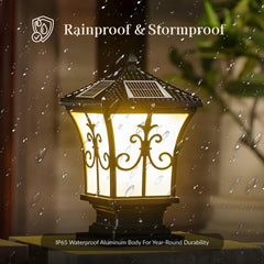 Vintage Scroll Solar Powered Post Light