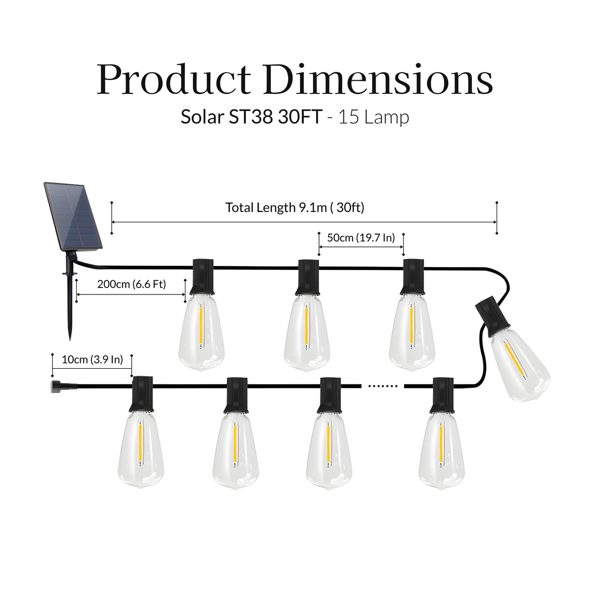 Teardrop Solar Powered Bistro String Lights