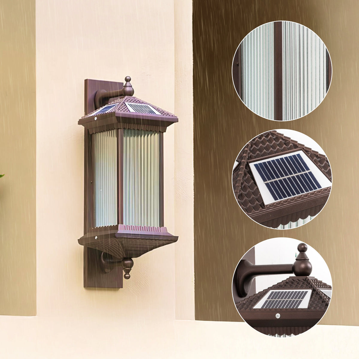 Ribbed Solar Powered Wall Sconce