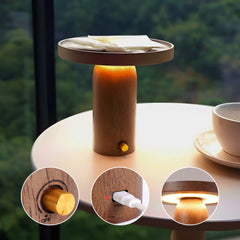 Walnut Cylinder Solid Wood Table Lamp