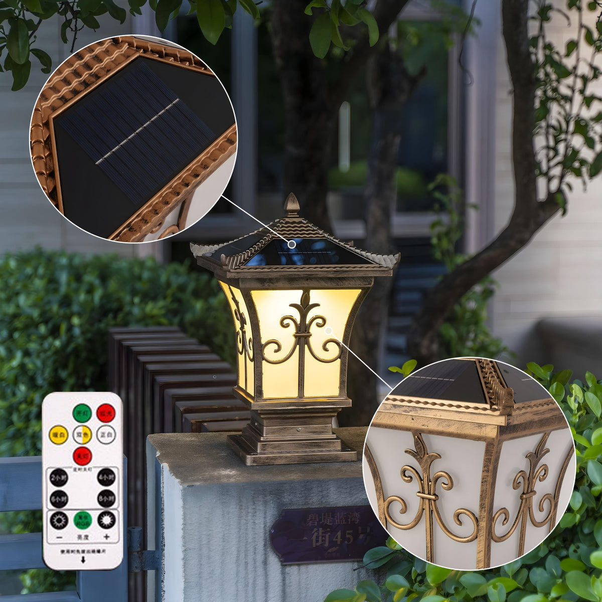 Pagoda Solar Powered Post Cap Light