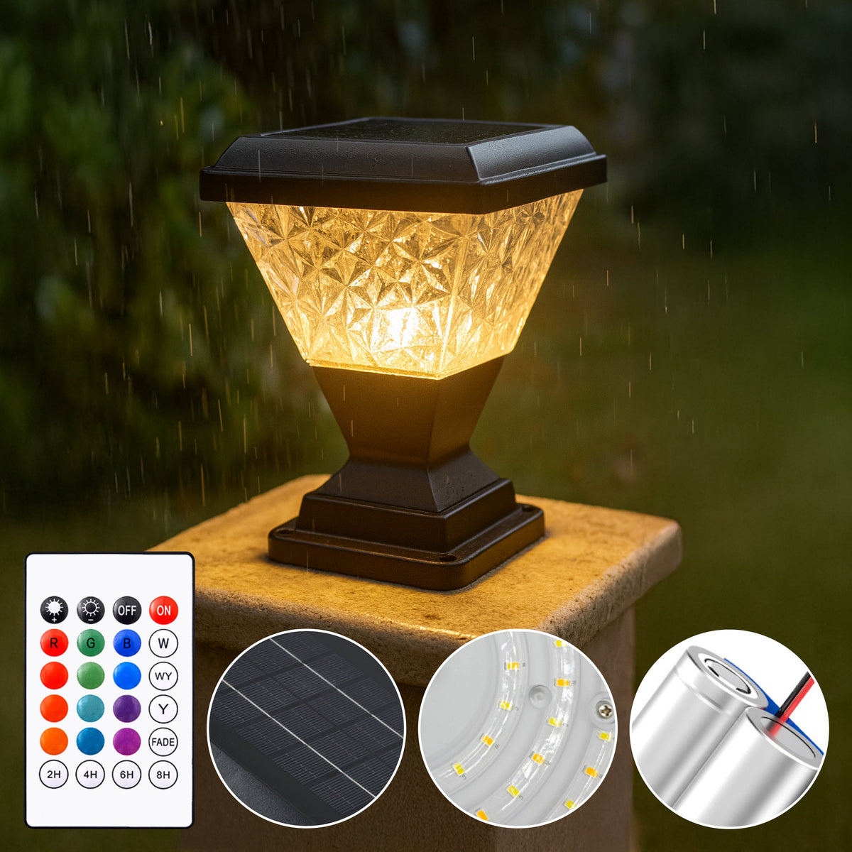 Facet Solar Powered Post Cap Light