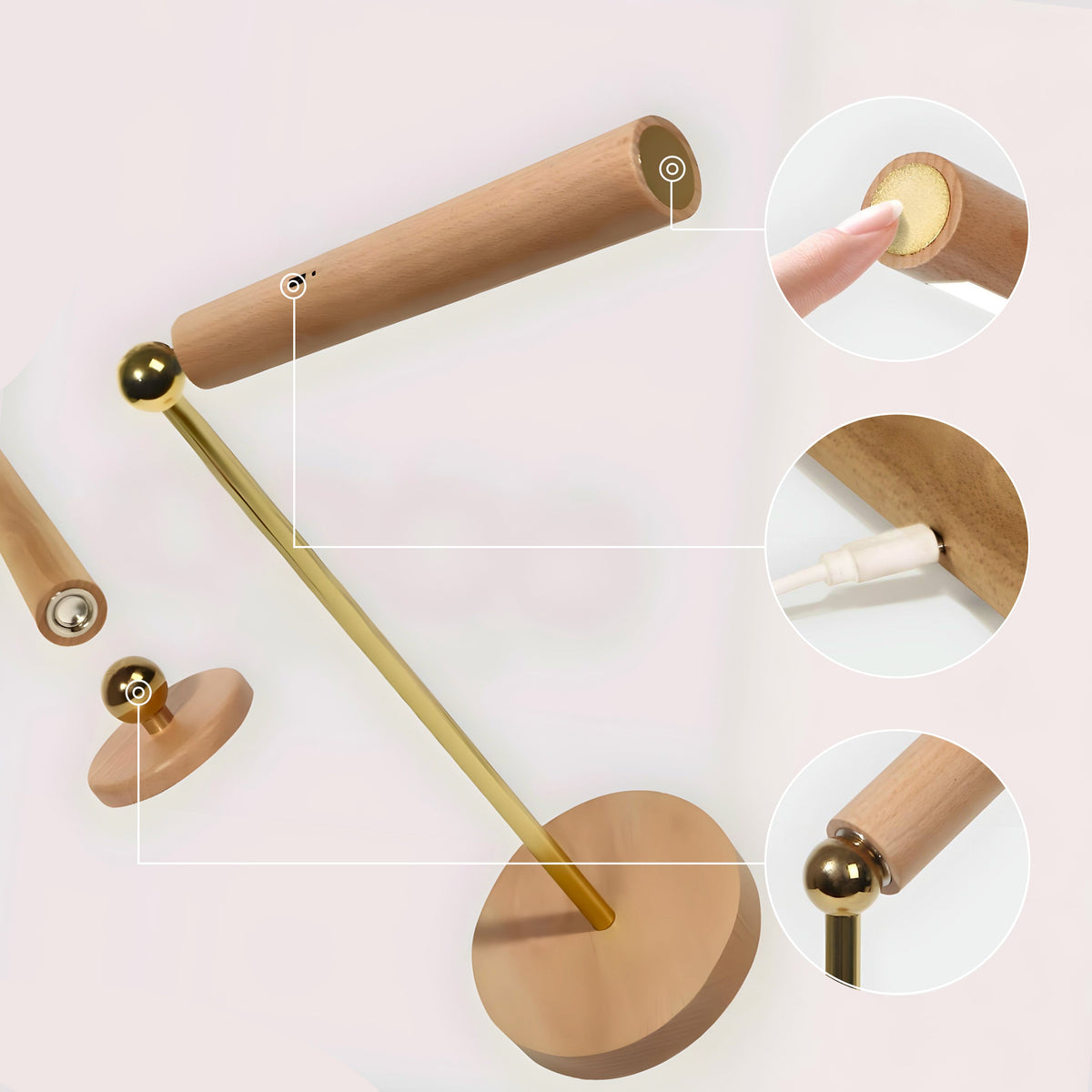 Cylinder Wireless Charging Table Lamp