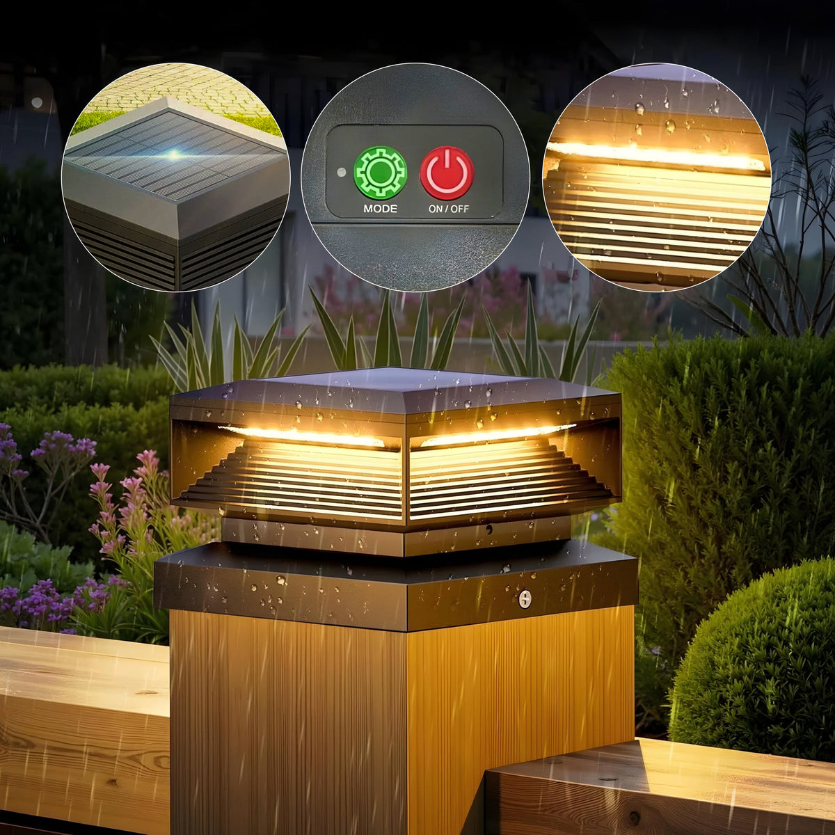 Angular Solar Powered Post Cap Light