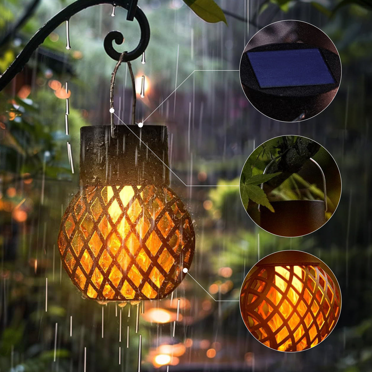 Lattice Flickering Flame Effect Hanging Lantern