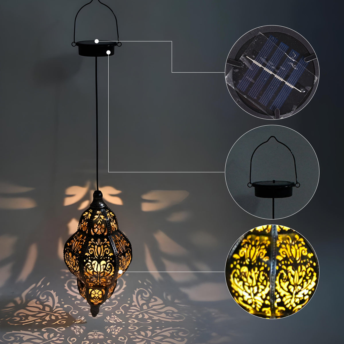 Ornate Solar Powered Pendant Light