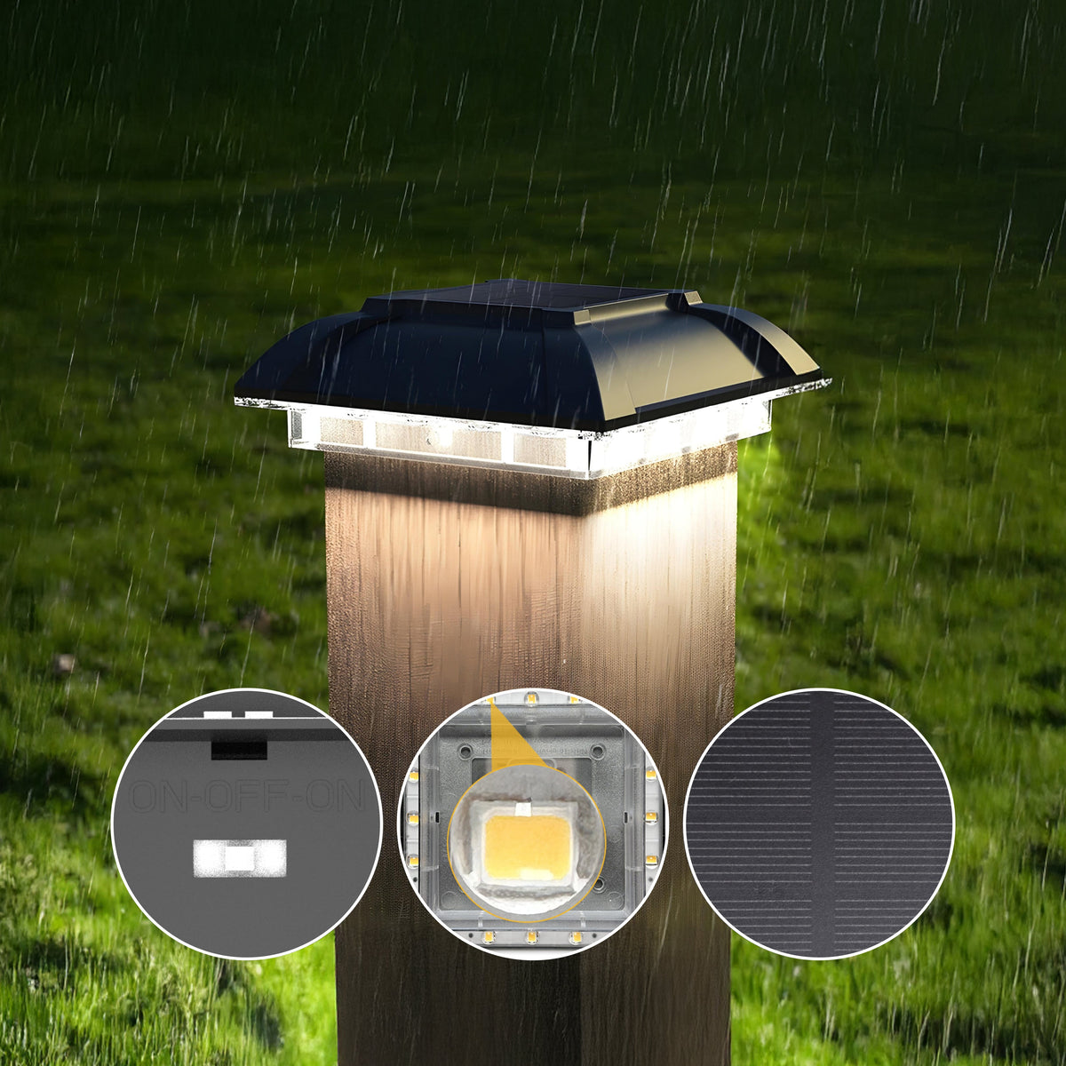 Crowned Solar Powered Post Cap Light