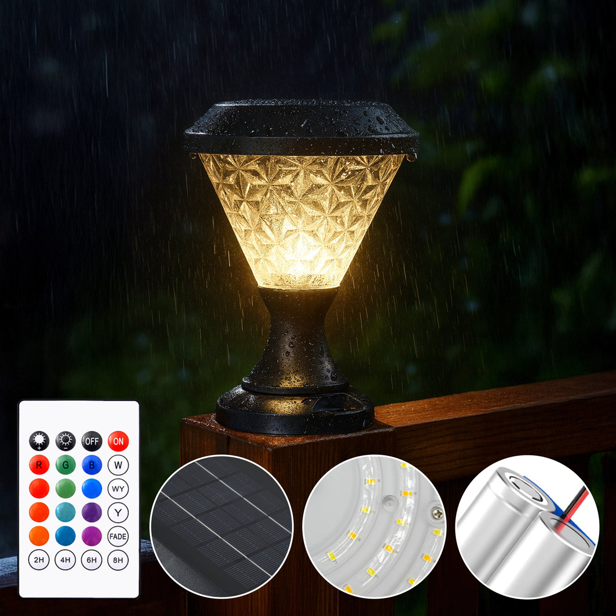 Facet Solar Powered Post Light